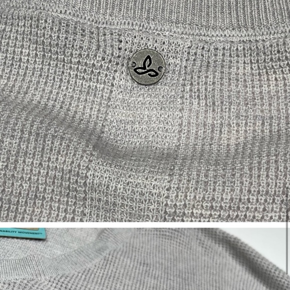 Prana Sweater Milani V Neck Waffle Grey Comfy Lounge Outdoor Hiking Gorp XL New - Picture 8 of 12